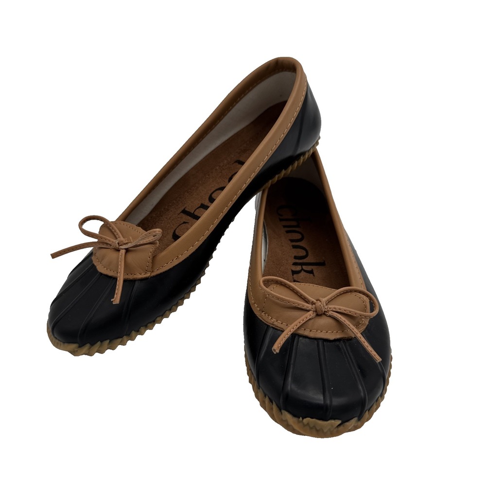 Chooka Duck Skimmer Rain Shoes Slip‎ On Anthropologie Shoes Size 9 black & tan